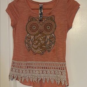 Beautees Orange Owl Top